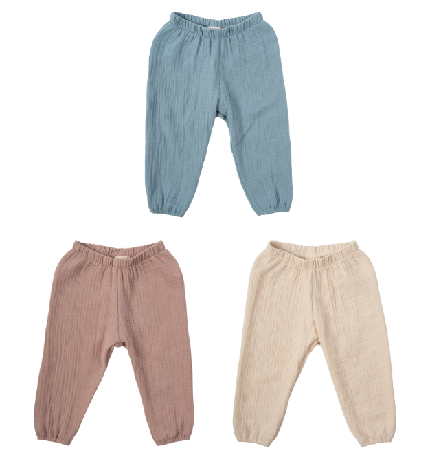Woolly Organic Muslin Pantaloni Neonato Cotone Bio GOTS