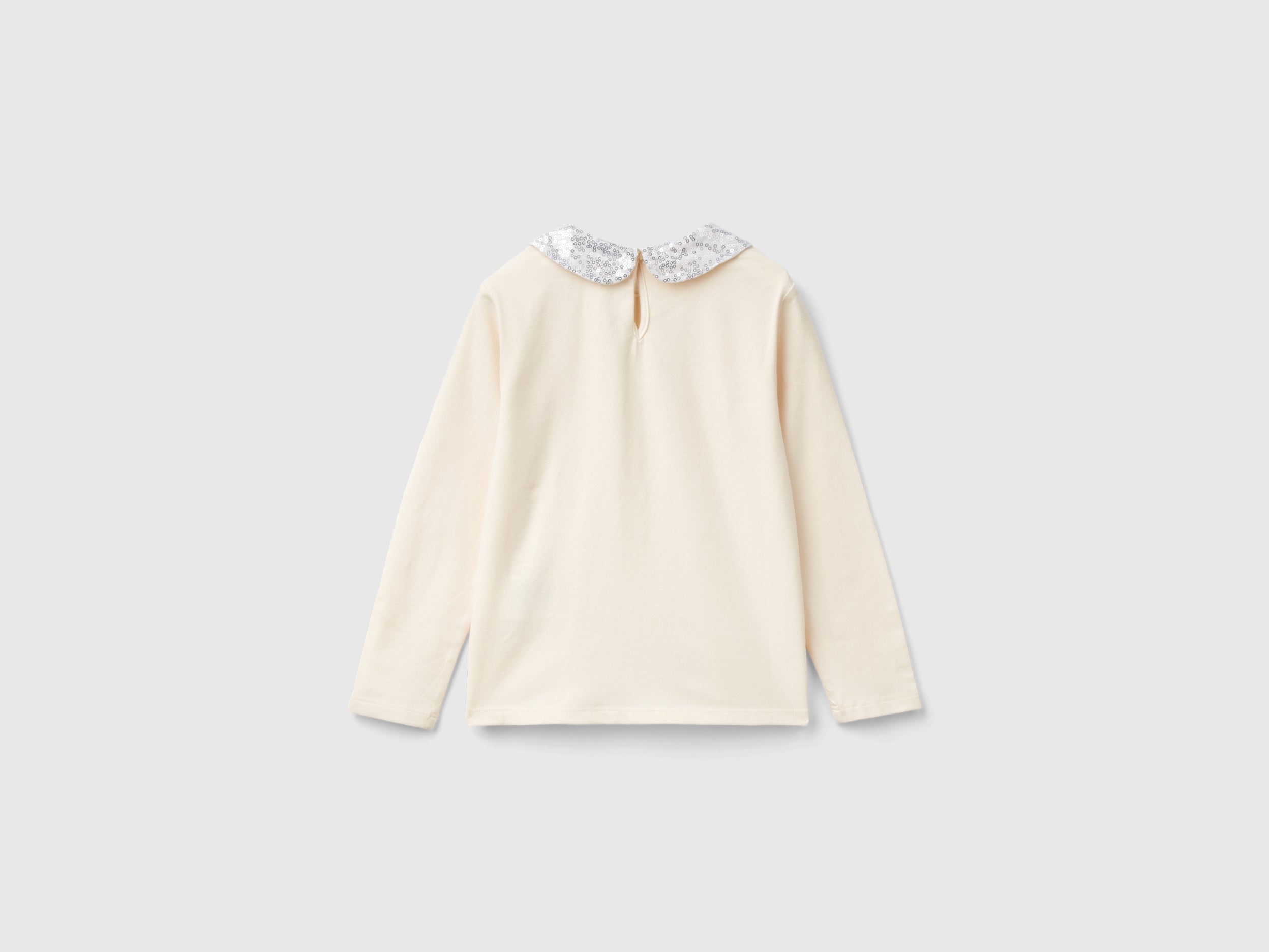 United Colors of Benetton T-shirt collo paillettes maglietta bambina cotone