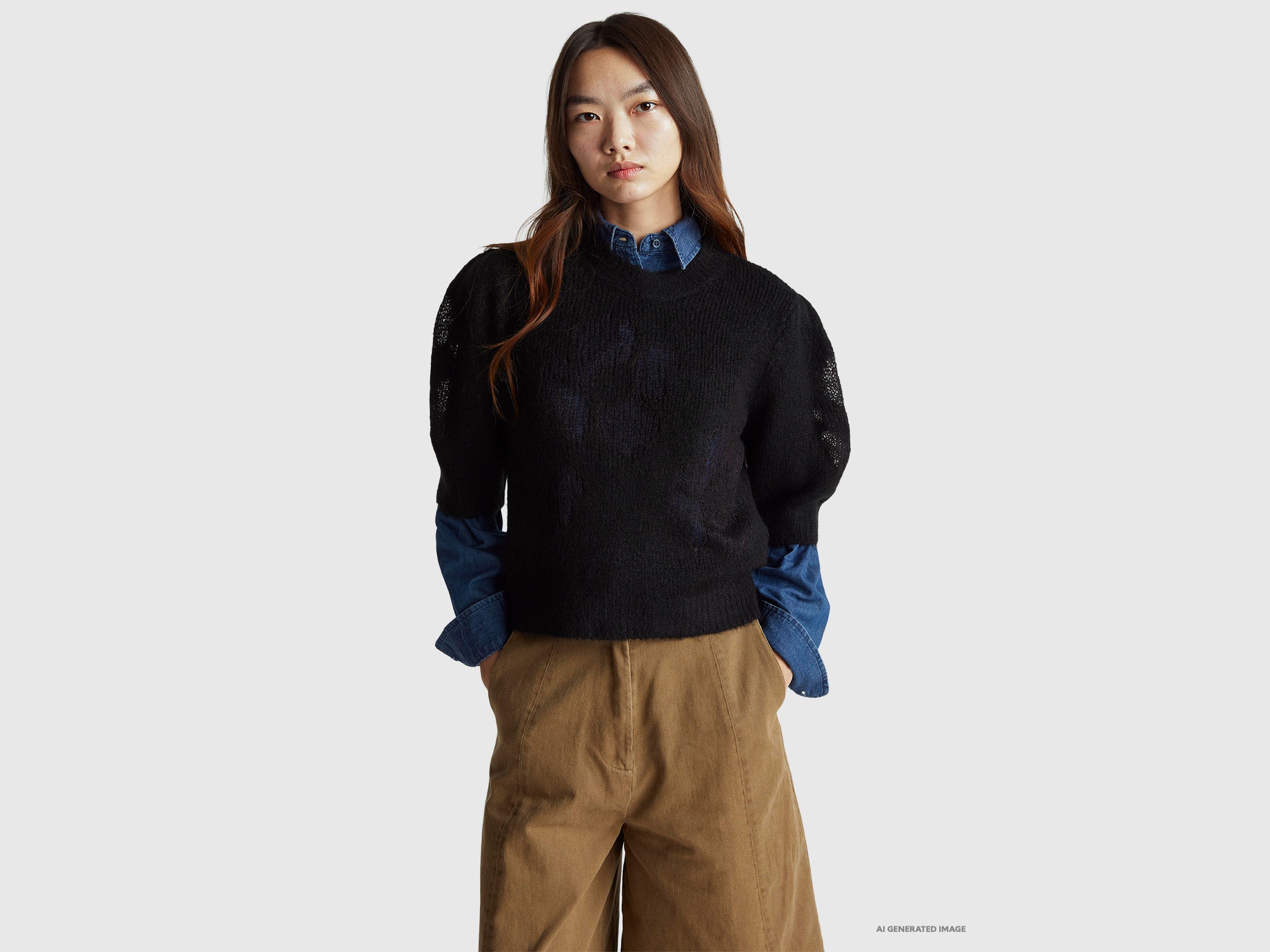 United Colors of Benetton Maglione mohair floreale taglia M