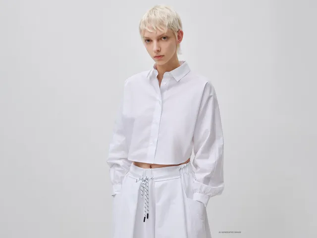 United Colors of Benetton Shirts camicia cropped cotone popeline