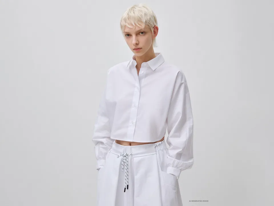 United Colors of Benetton Shirts camicia cropped cotone popeline