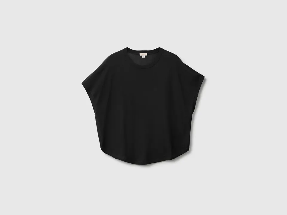Benetton Smanicato viscosa bamboo taglia S girocollo