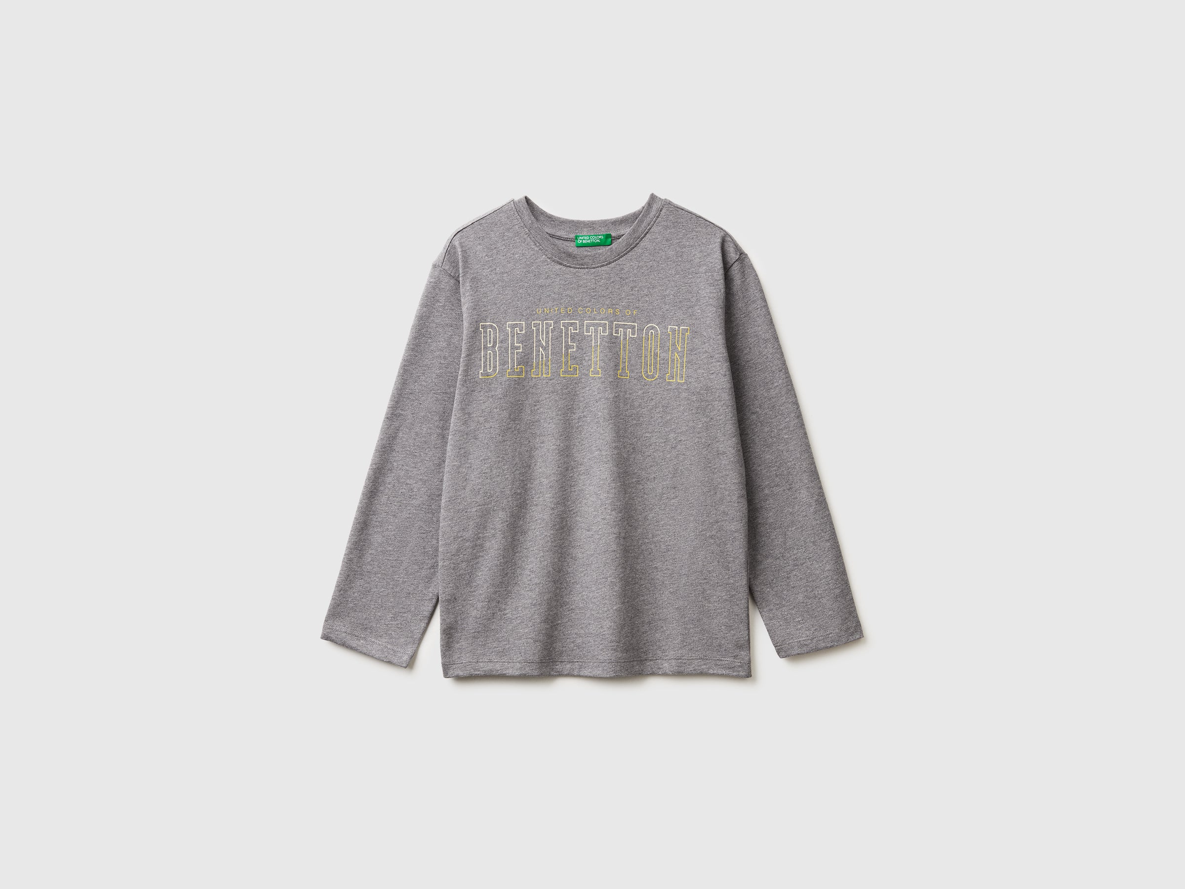 United Colors of Benetton t-shirt cotone bio logo maniche lunghe