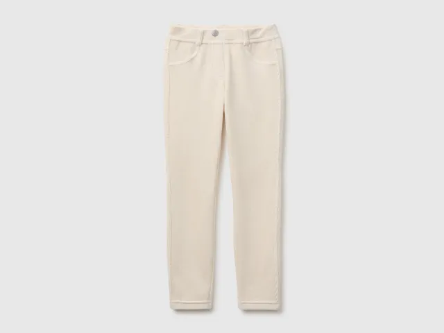 Benetton Pantaloni Ciniglia Super Skinny Cotone Taglia L