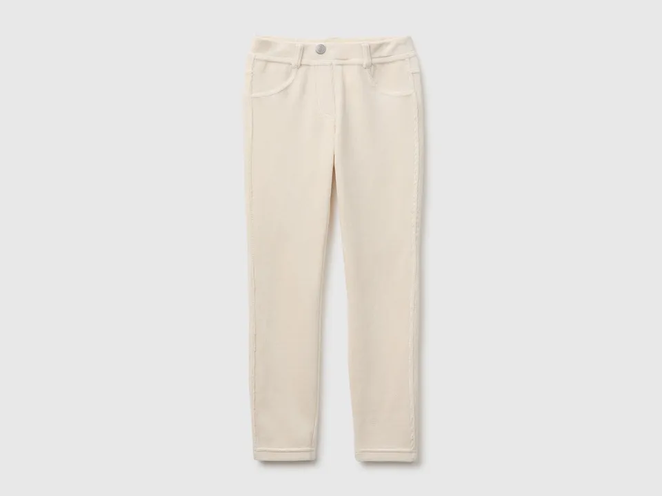 Benetton Pantaloni Ciniglia Super Skinny Cotone Taglia L