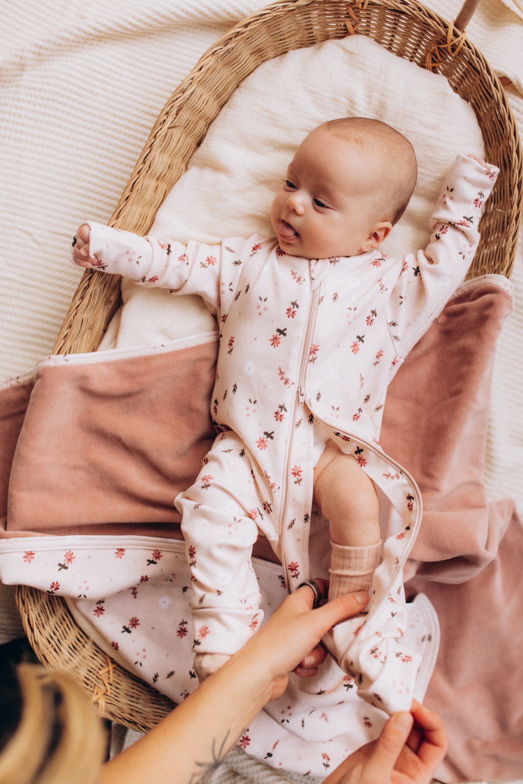 Woolly Organic Baby Sleepsuits tutina zip cotone bio Nordic Flora