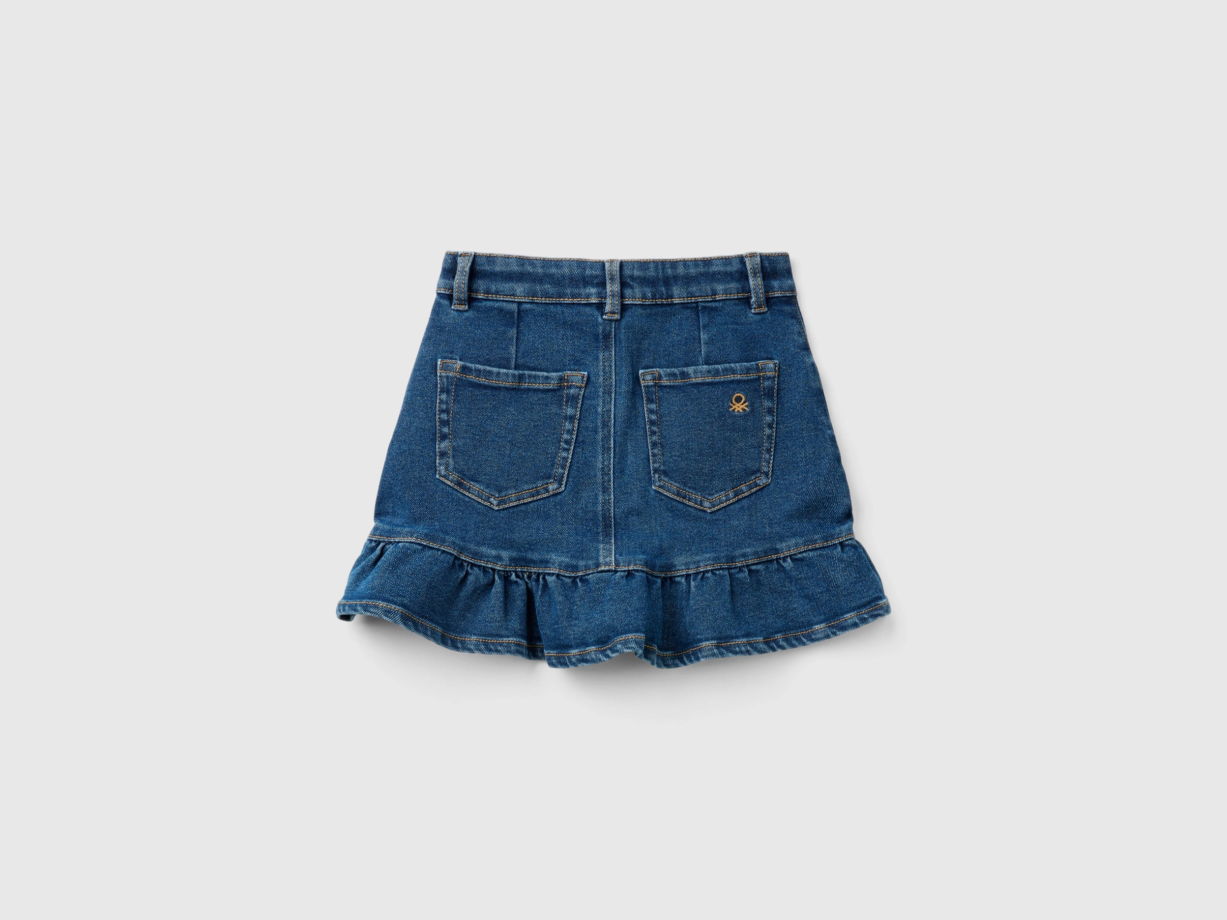 United Colors of Benetton Minigonna Denim Cotone con Volant