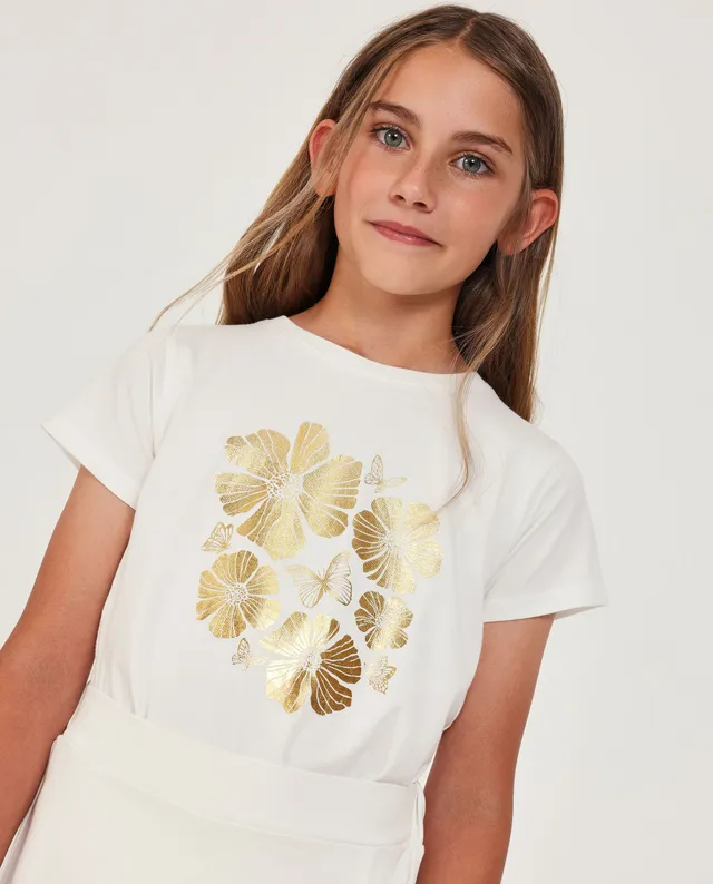 TucTuc Magliette t-shirt bambina bianco stampa dorata