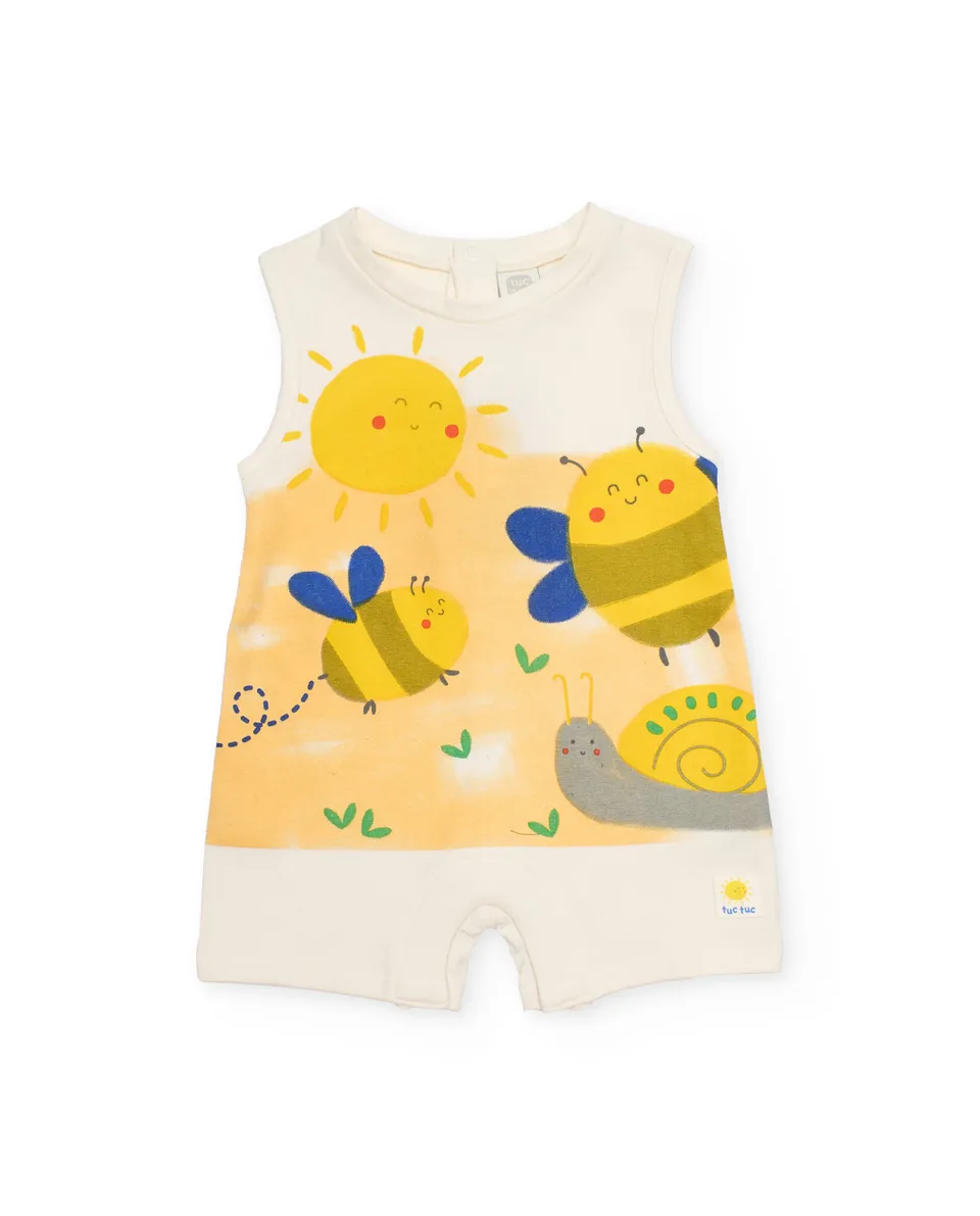 TucTuc Tutine pagliaccetto neonato beige stampa sole