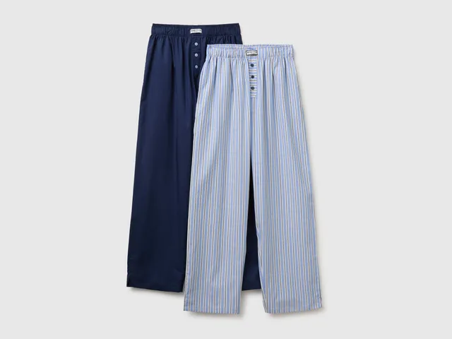 United Colors of Benetton Pantaloni Pigiama Cotone 2 Paia Taglia M Blu