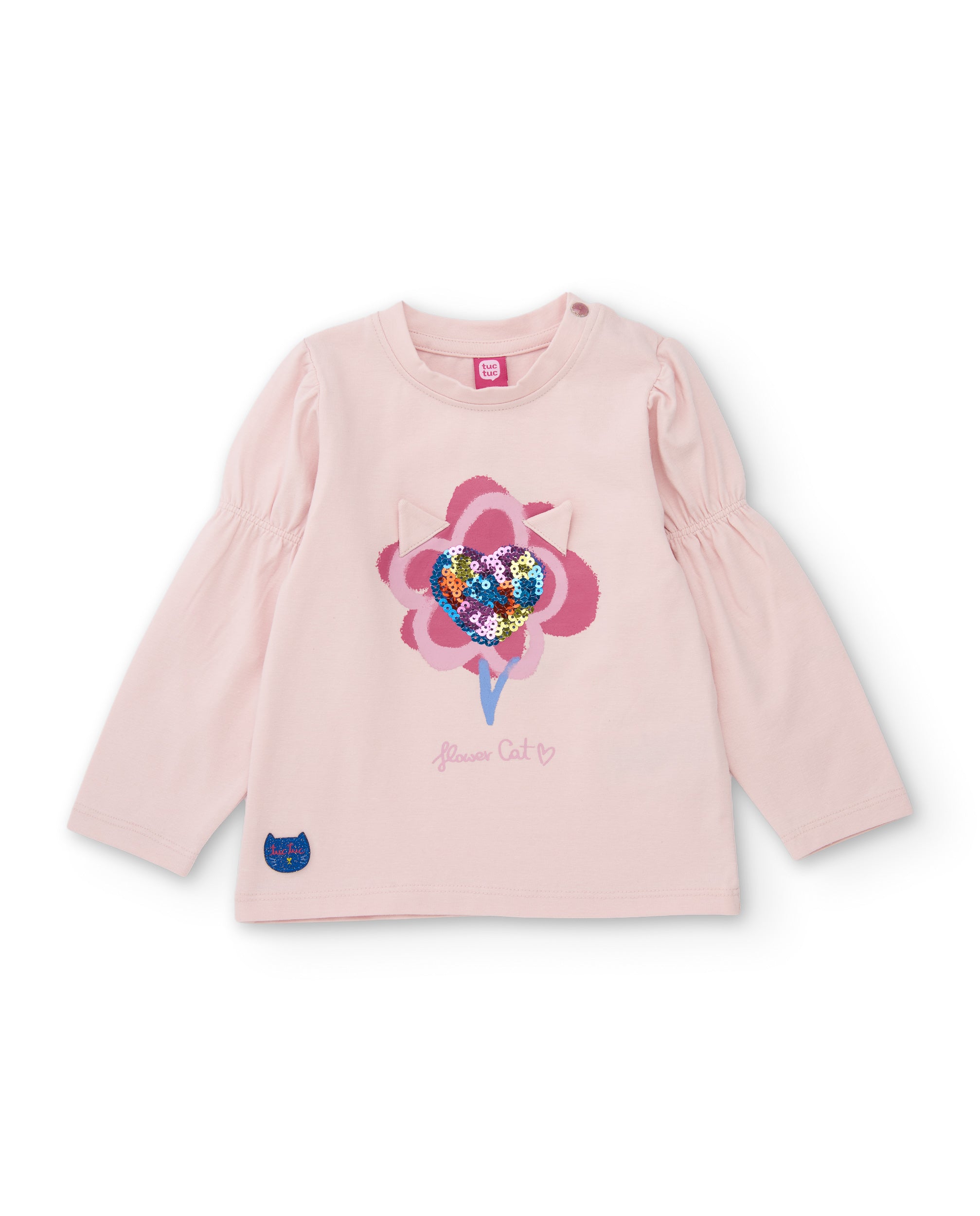 TucTuc Magliette Maglia Bimba Rosa Cuore Paillettes Jersey