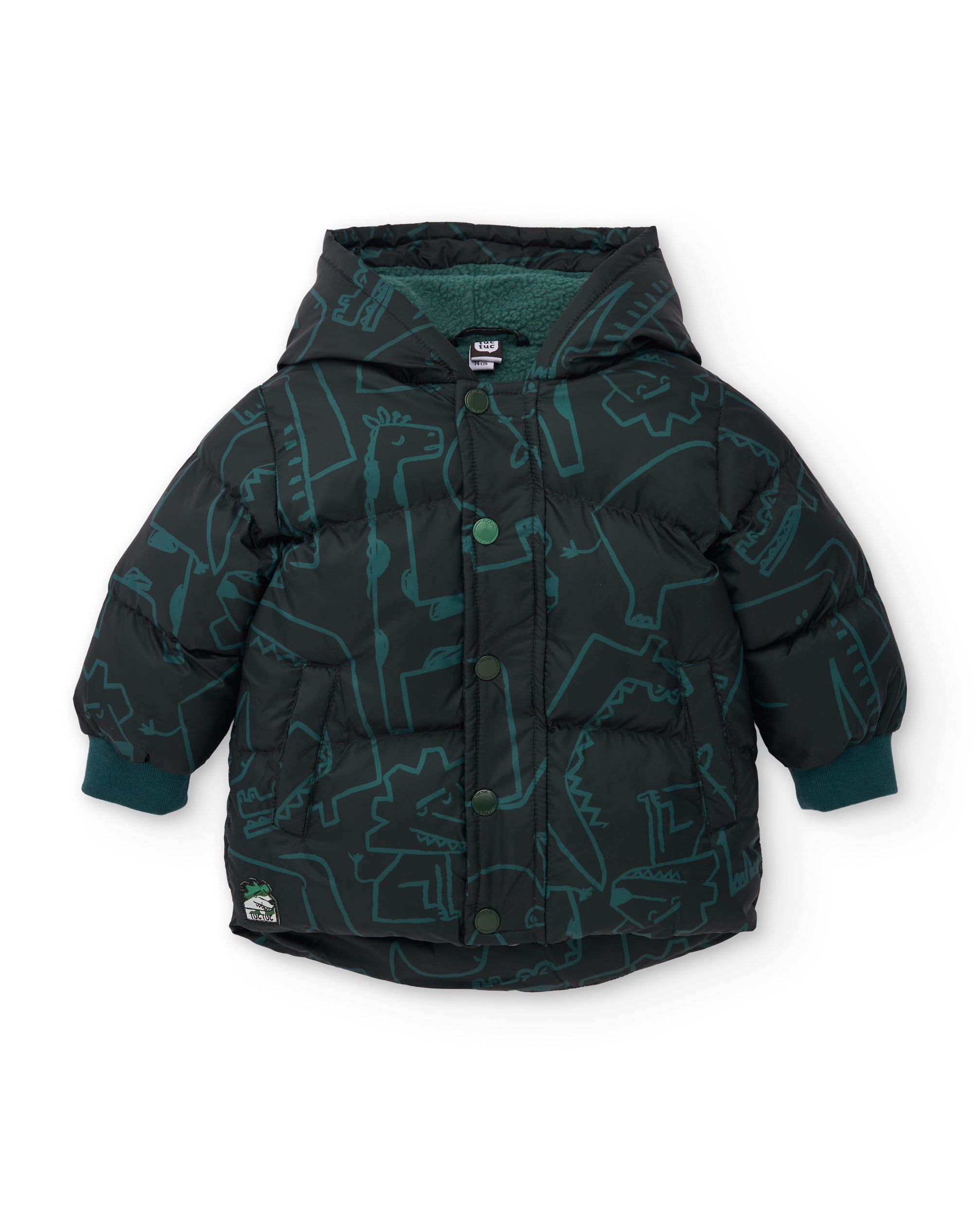 TucTuc Cappotti Cappotto bambino verde stampa rinoceronti