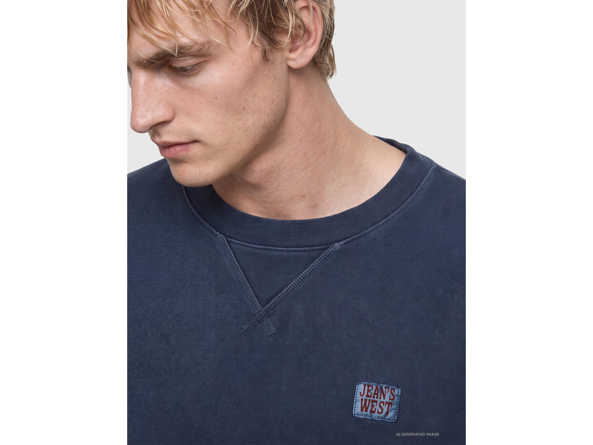 Benetton Felpa Girocollo Cotone Effetto Vintage Taglia L