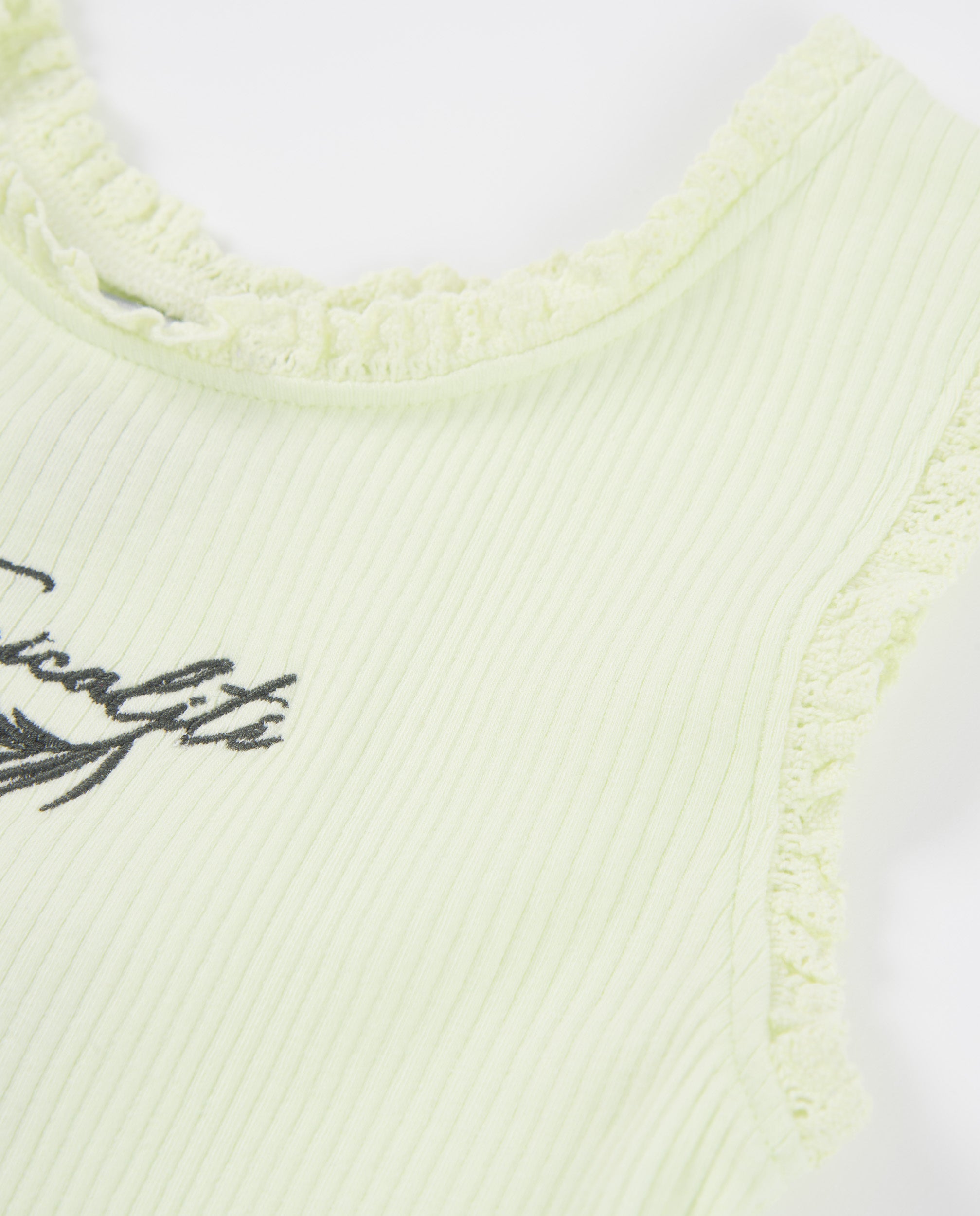 TucTuc Magliette Top bambina pizzo verde costine