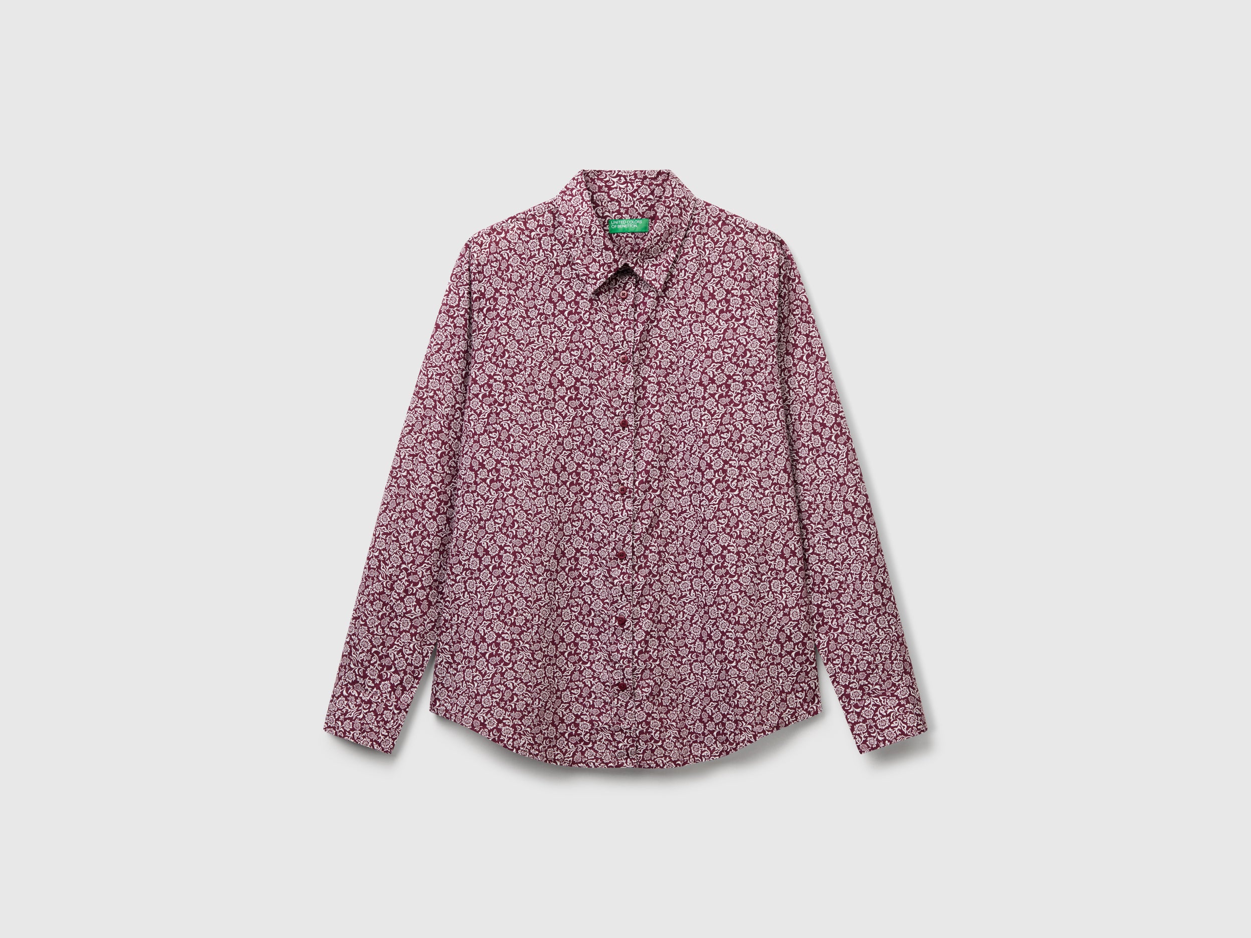 United Colors of Benetton camicia cotone leggero fantasia manica lunga