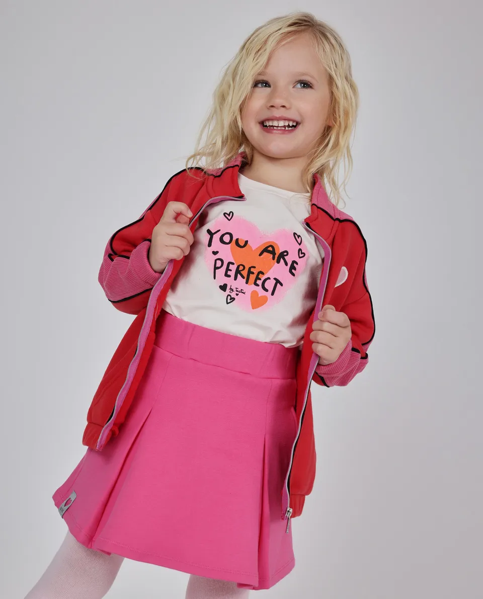 TucTuc Felpe Felpa Bambina Zip Rossa Cuori