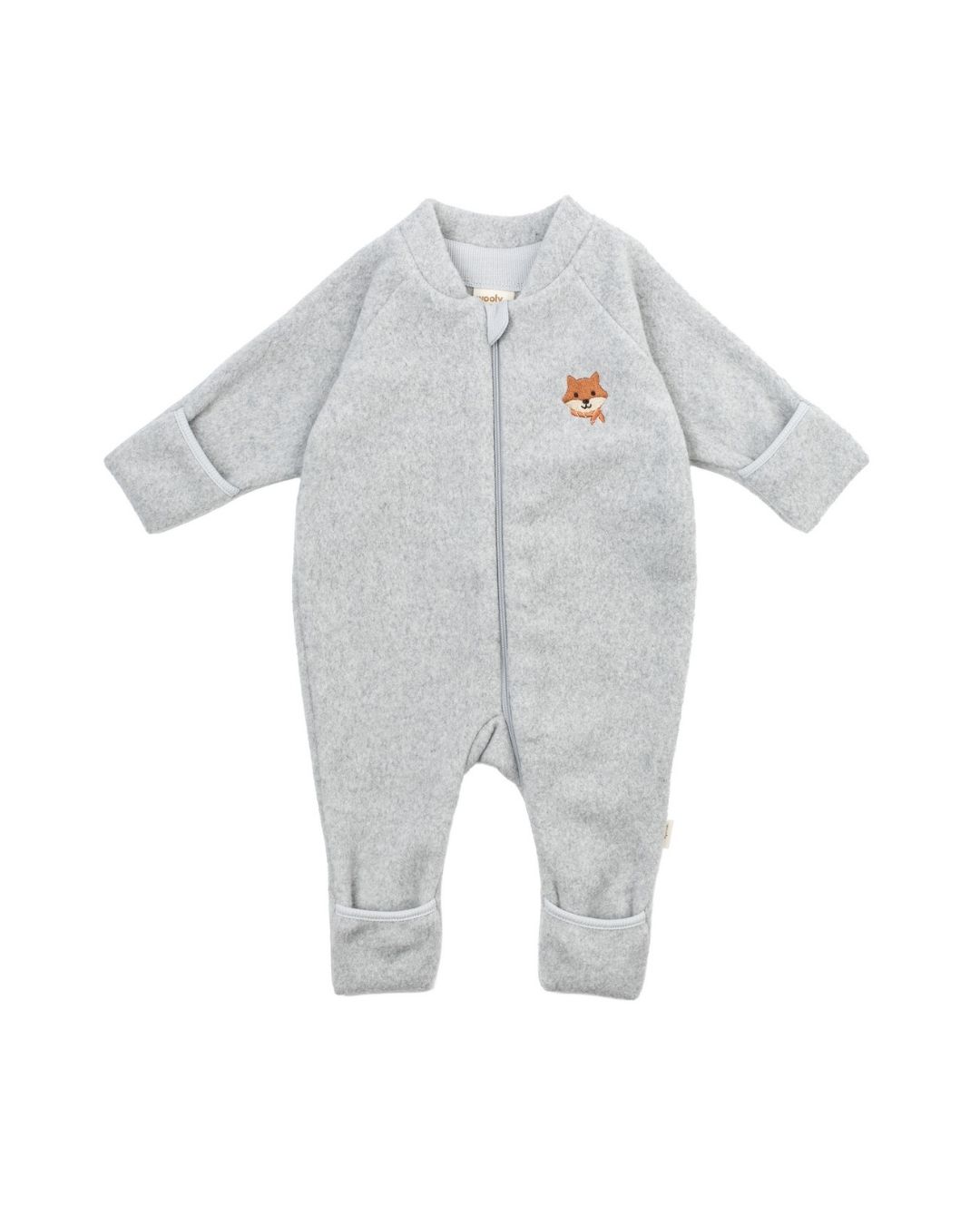 Woolly Organic Embroidered Onesie AW26 tutina pile cotone volpe