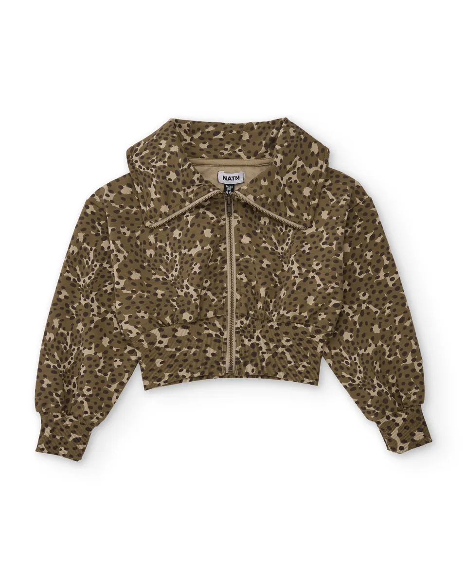TucTuc Felpe Felpa bambina marrone animalier con zip