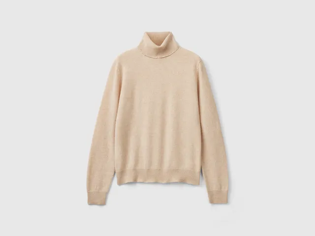 United Colors of Benetton maglione dolcevita cashmere beige