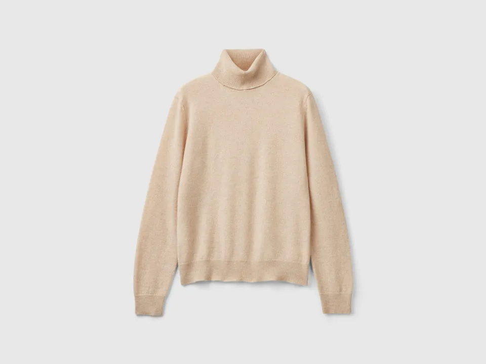 United Colors of Benetton maglione dolcevita cashmere beige