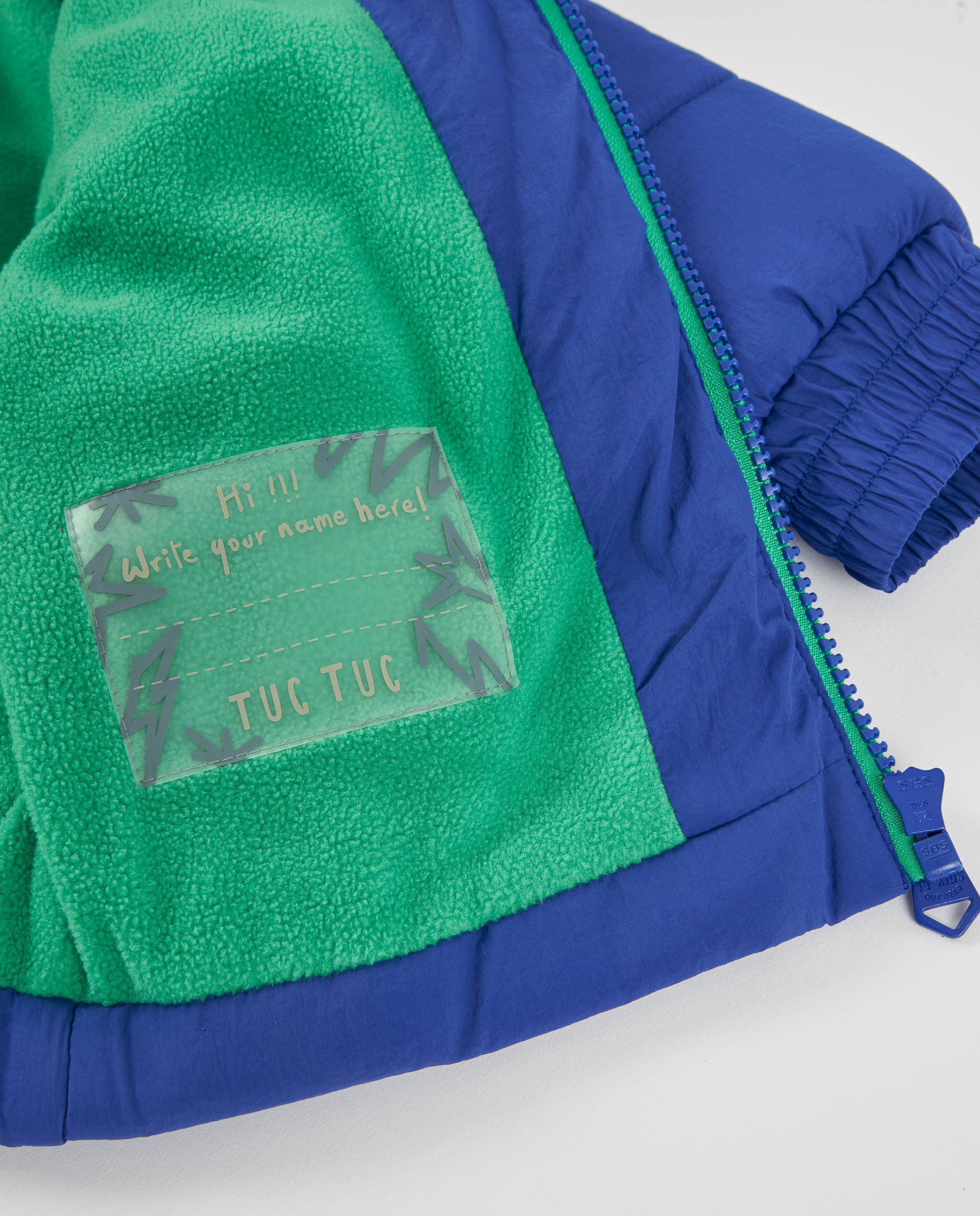 TucTuc Cappotto imbottito bambino blu con dinosauro