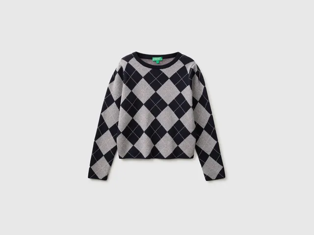 United Colors of Benetton Maglione girocollo rombi cotone taglia M