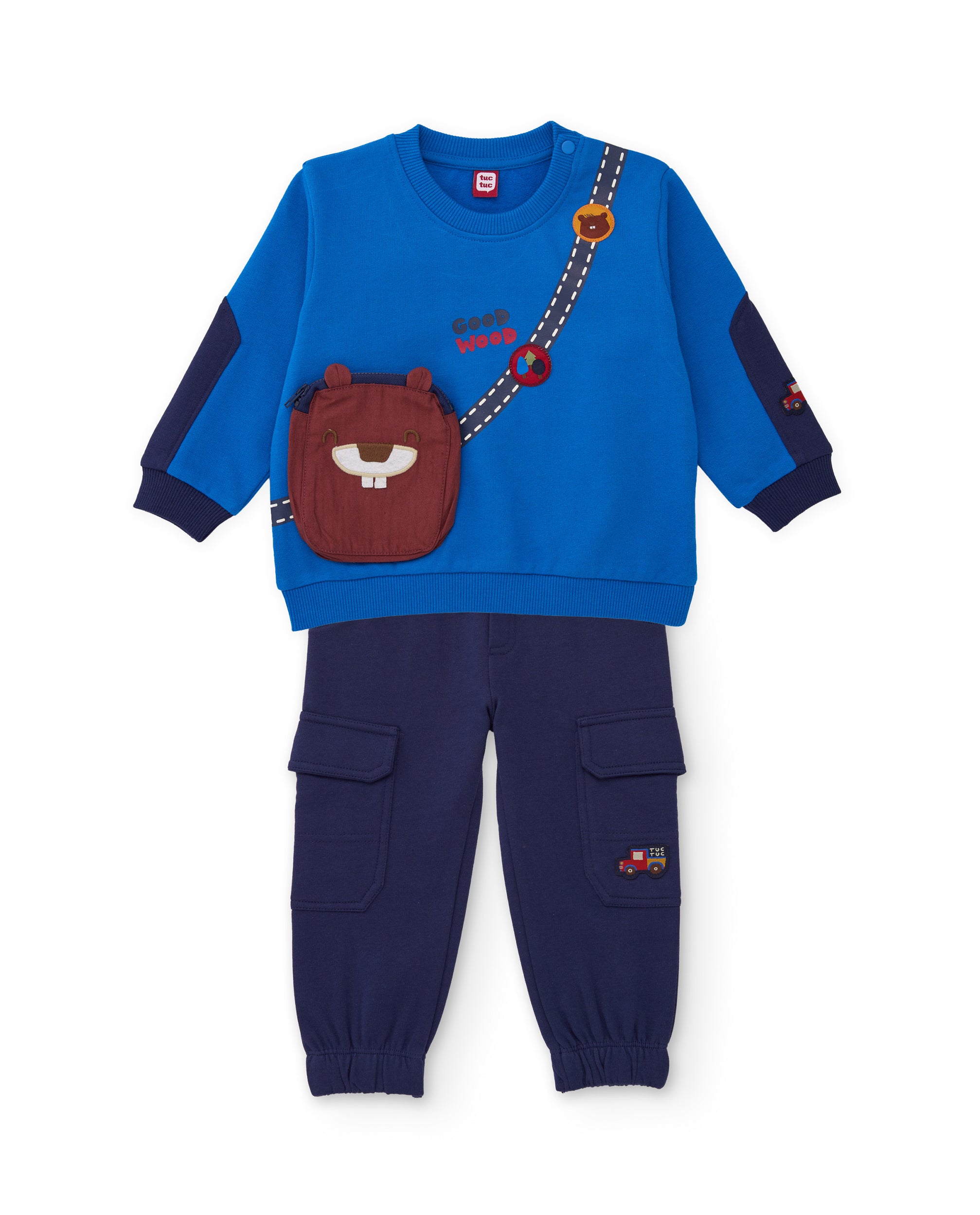 TucTuc Completi tuta bambino blu felpa e pantaloni taglia neonato
