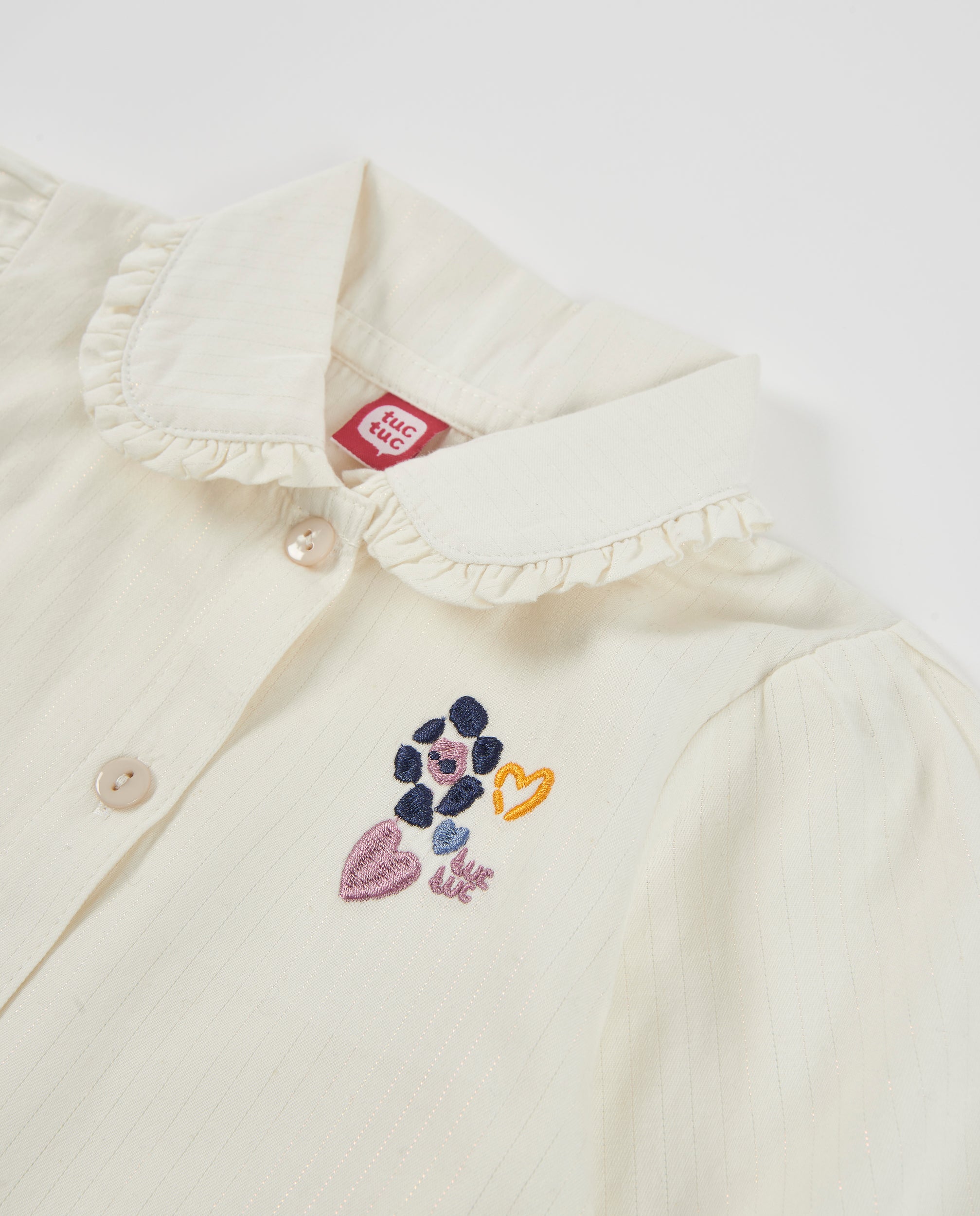 TucTuc Camicette blusa bambina crudo volant ricamo
