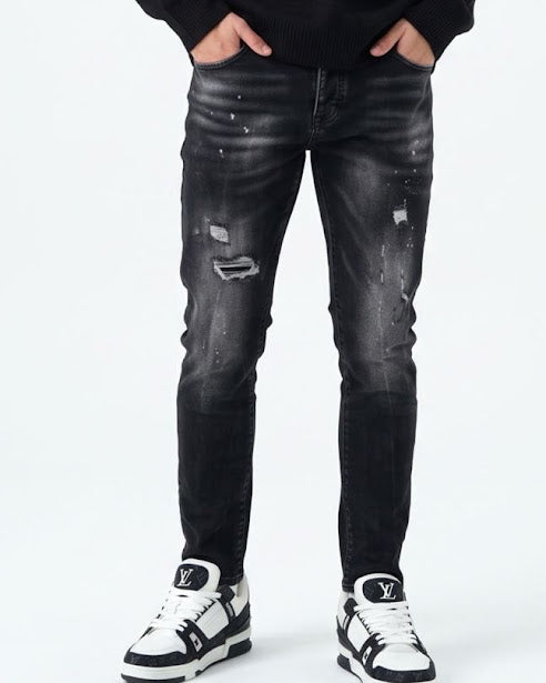 Sottosopra Jeans ANJC8551G Nero Slim Vernice 48 Uomo