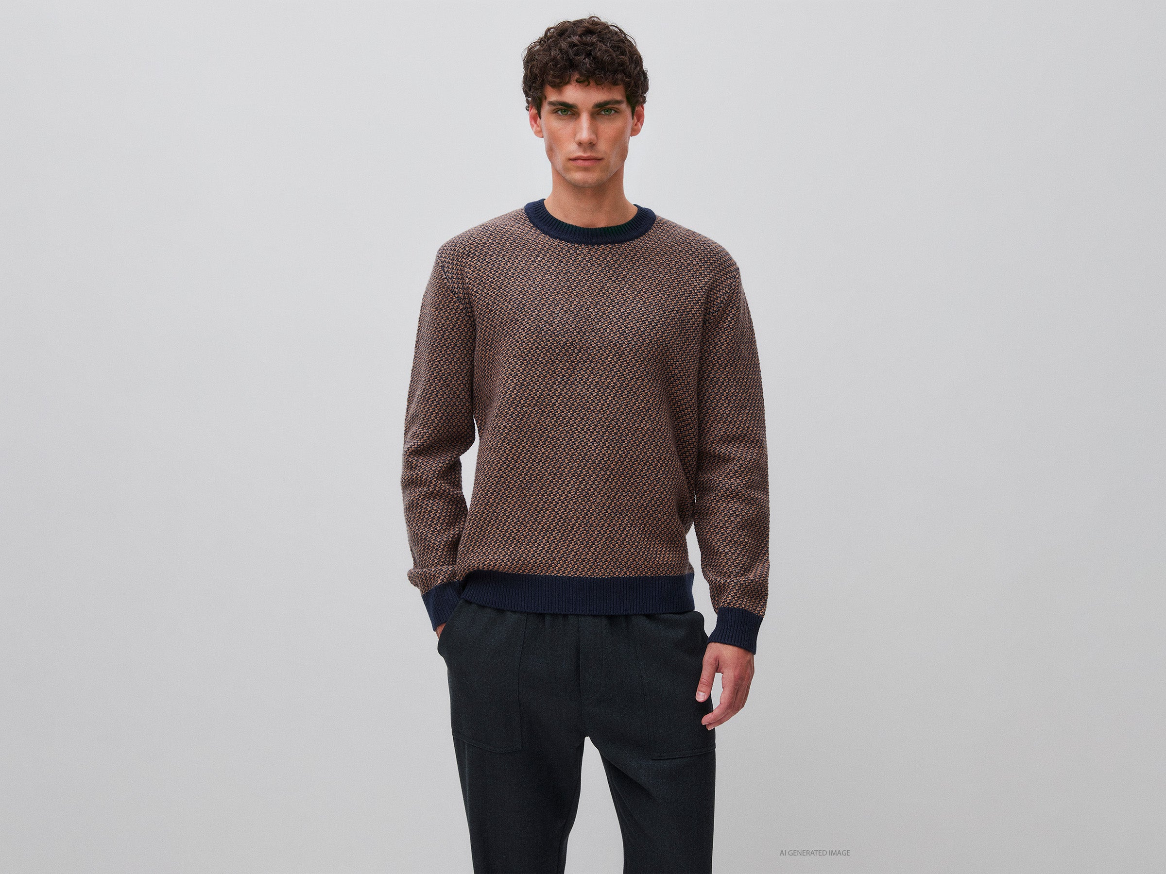United Colors of Benetton Maglione Jacquard Lana Cotone