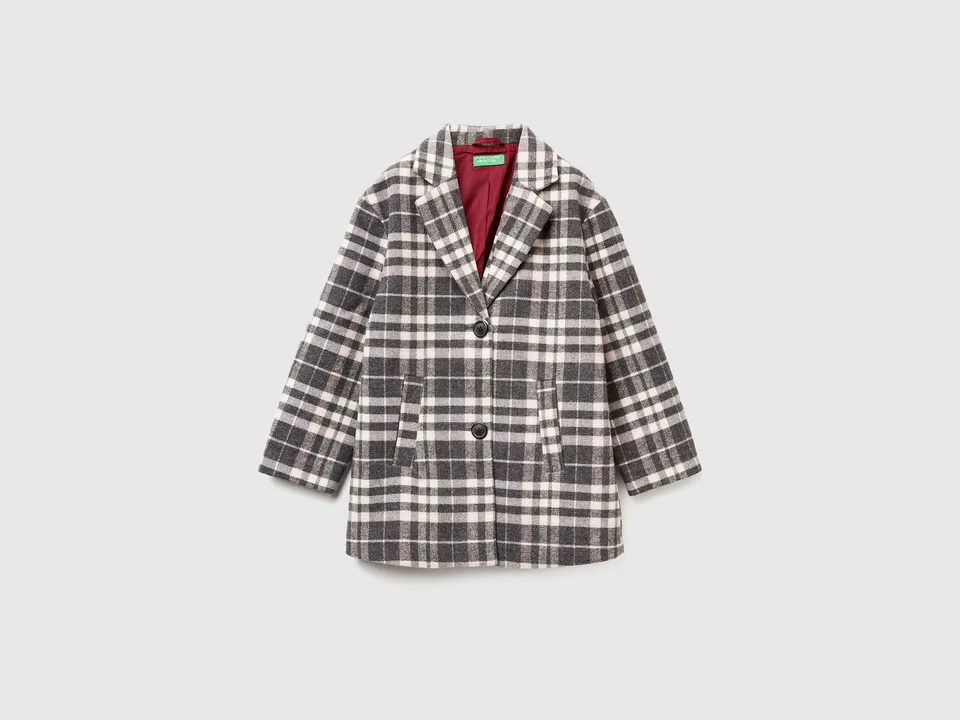 United Colors of Benetton Prince of Wales cappotto lana fantasia