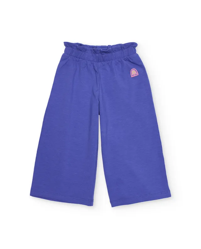 TucTuc Pantaloni bambina lilla gamba ampia vita elastica