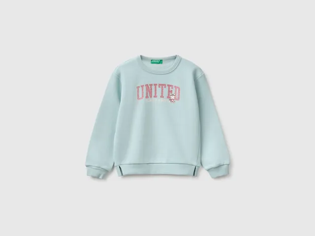 United Colors of Benetton Felpa Glitter Print Cotone Taglia 82