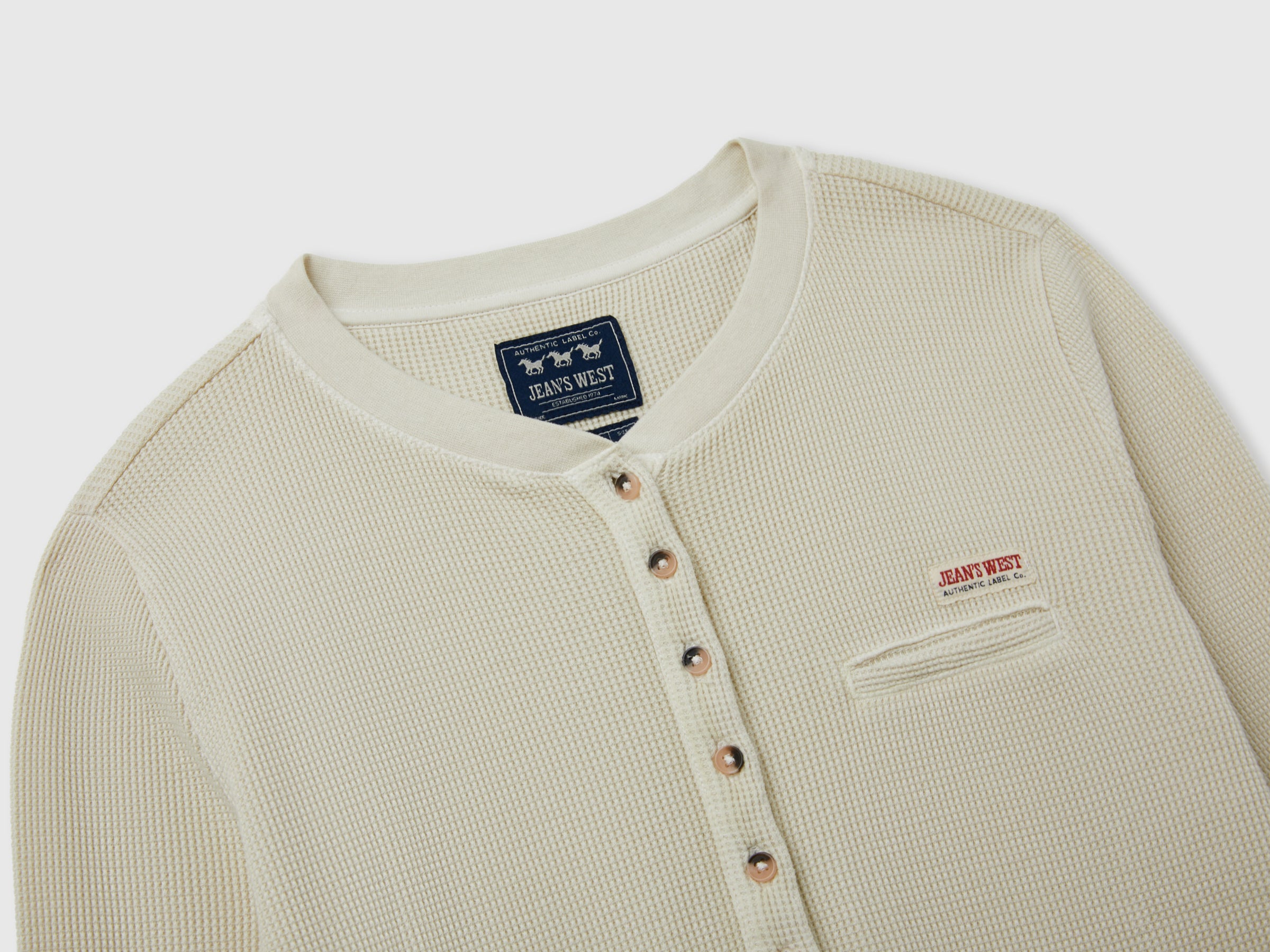Benetton Henley Vintage maglietta manica lunga cotone M