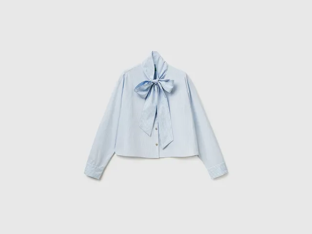 United Colors of Benetton Camicia crop righe fiocco S