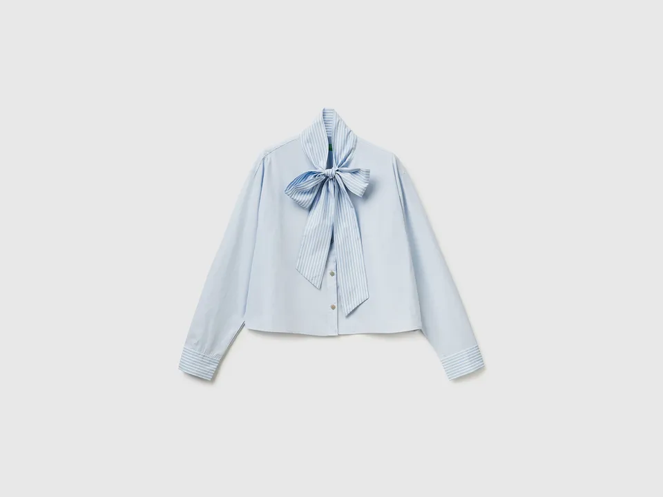 United Colors of Benetton Camicia crop righe fiocco S