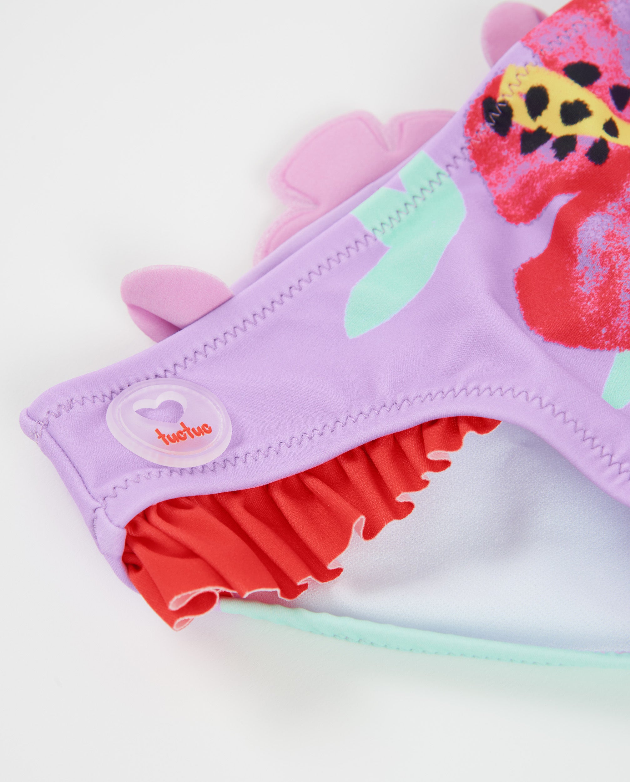 TucTuc Costumi bambina lilla floreale volant laterali
