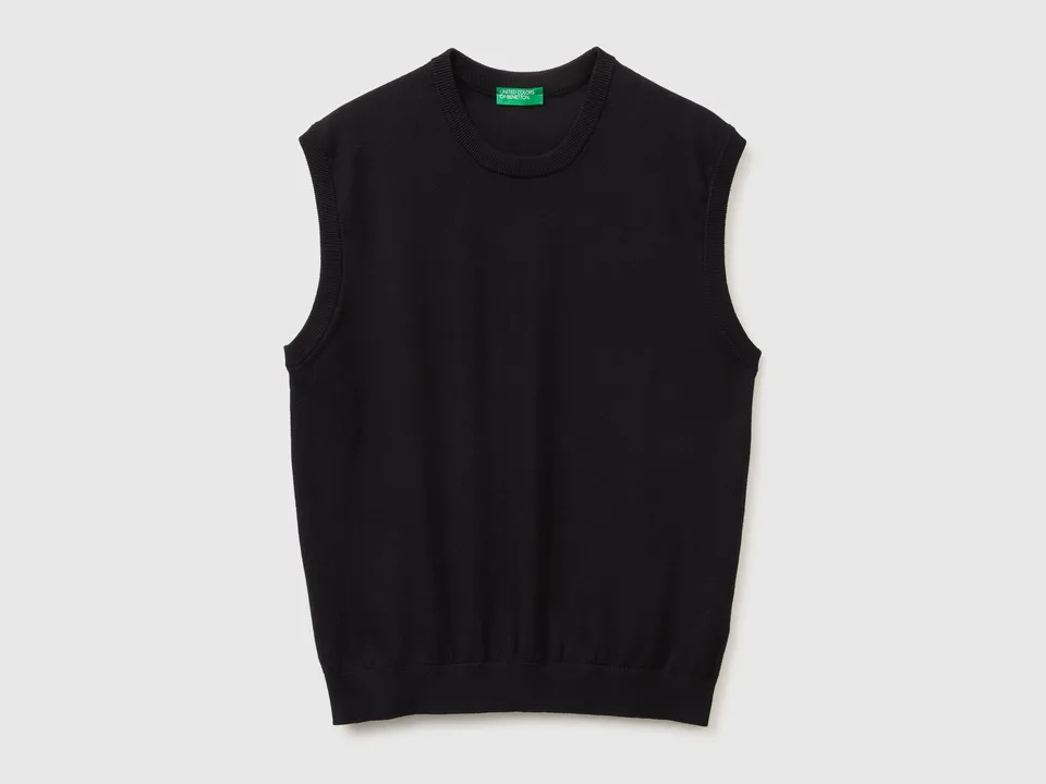 United Colors of Benetton Gilet cotone tricot scollo rotondo M