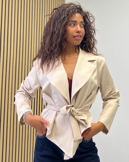 Sottosopra gm10 giacca donna marrone collo revers aperta