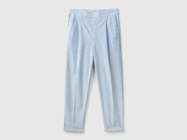 United Colors of Benetton Trousers Chinos velluto cotone vita elastica