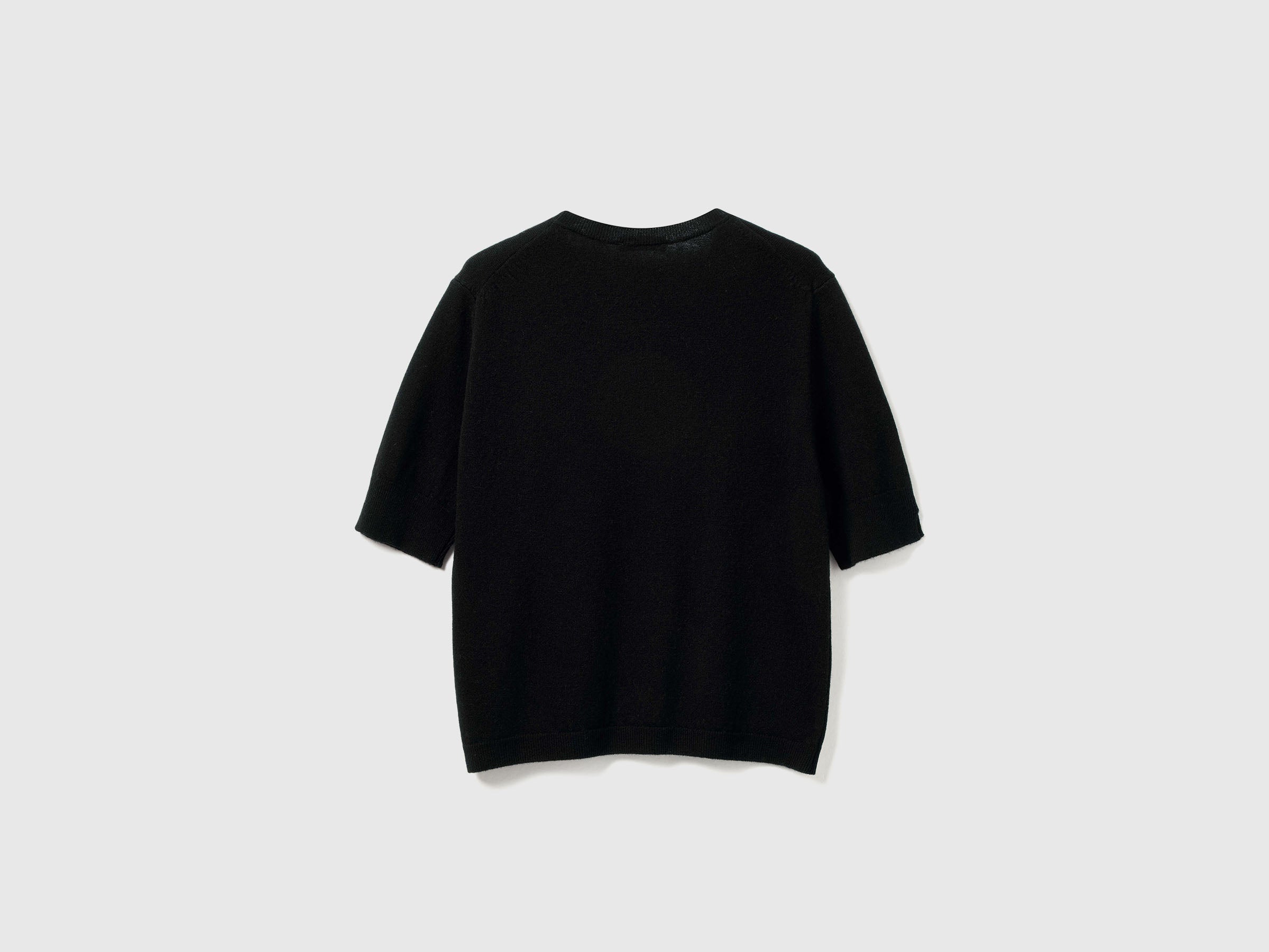 Benetton Merino maglione manica corta lana nero M