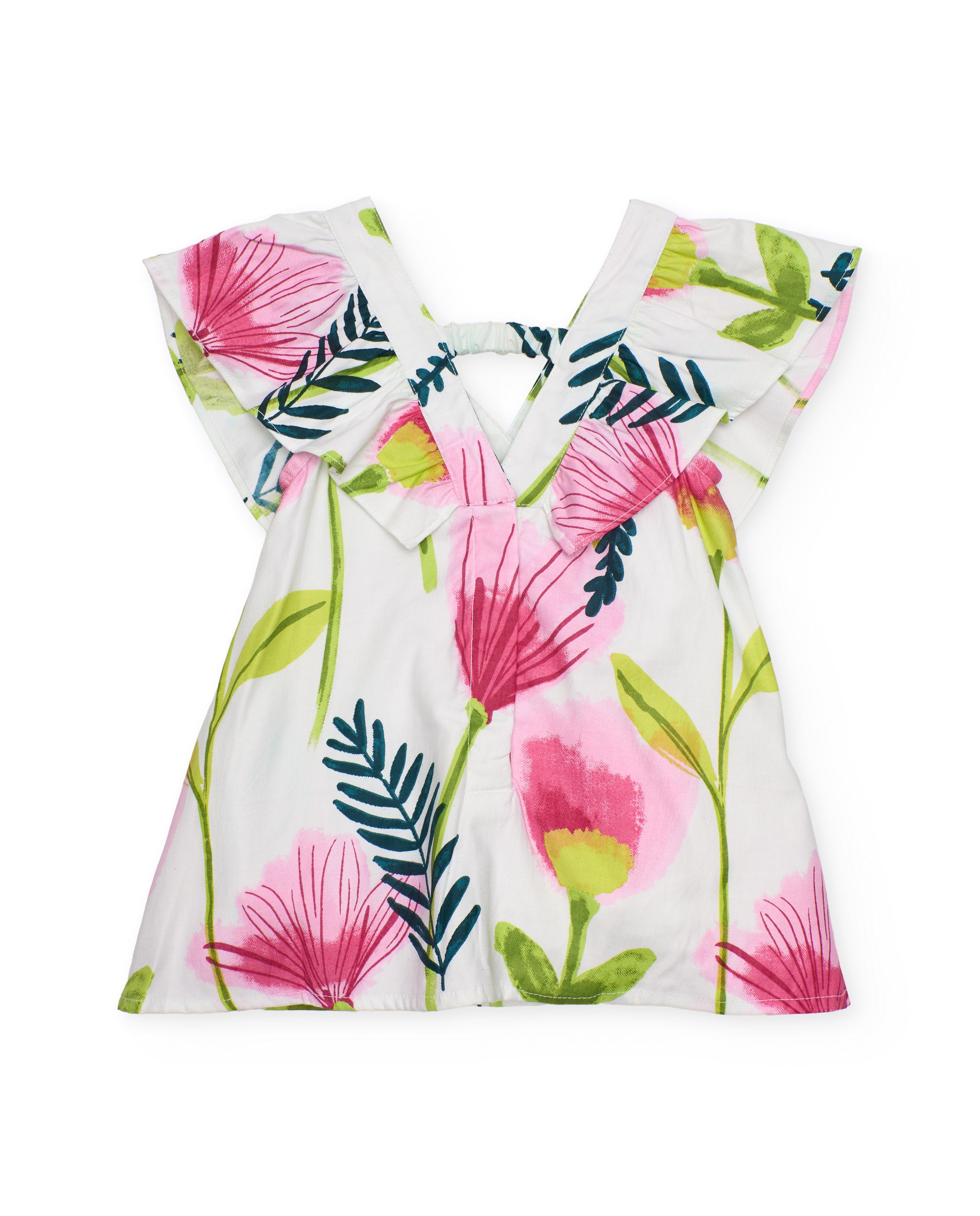 TucTuc Vestiti bambina vestito bianco fiori scollo incrociato