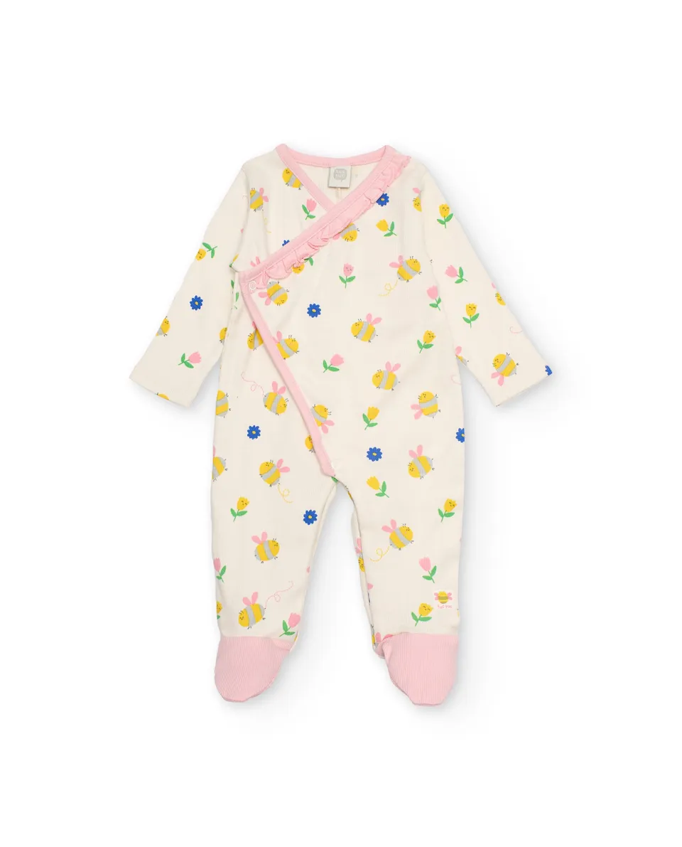 TucTuc Tutine pagliaccetto neonata beige stampa fiori