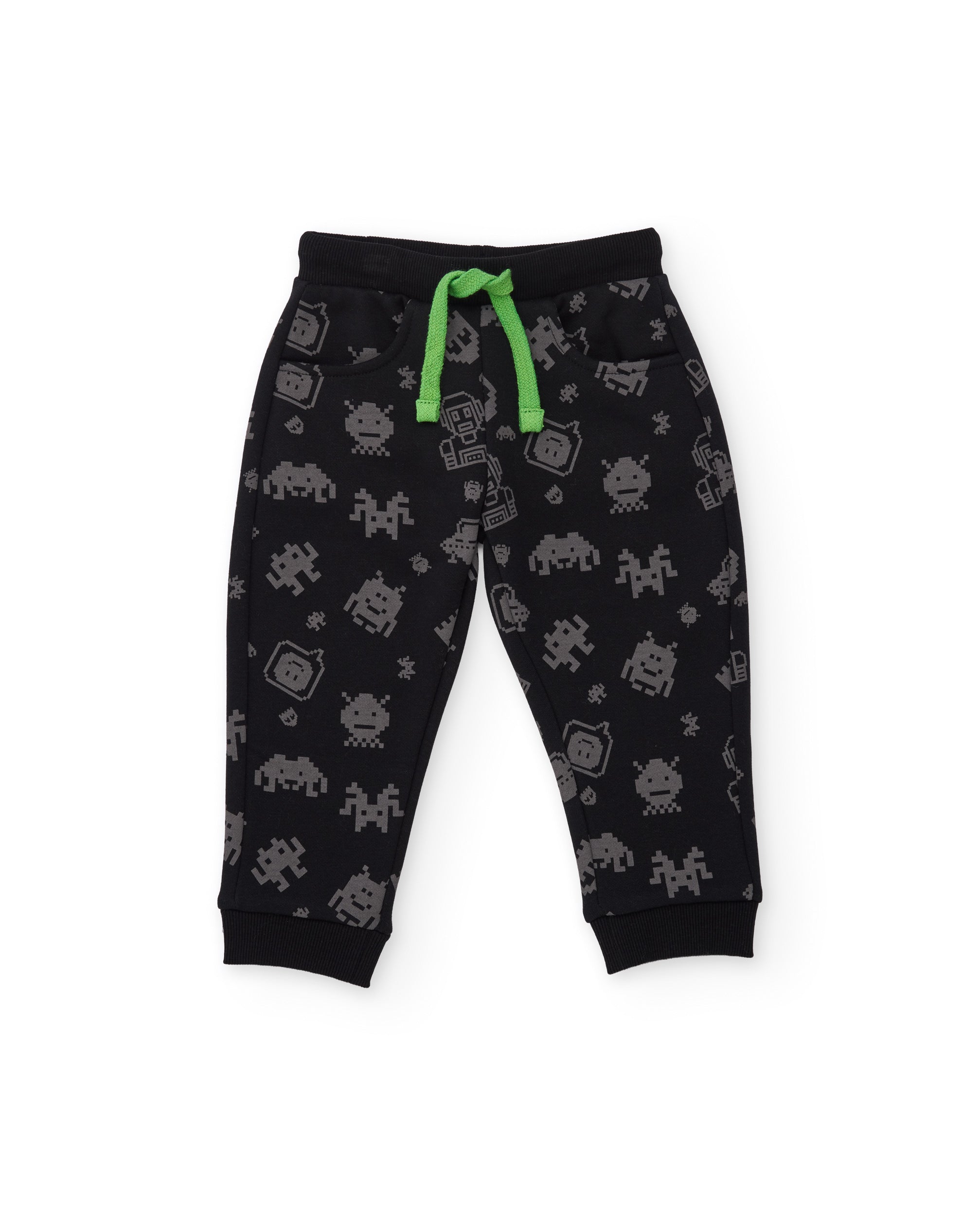 TucTuc Pantaloni felpa bimbo nero coulisse stampa