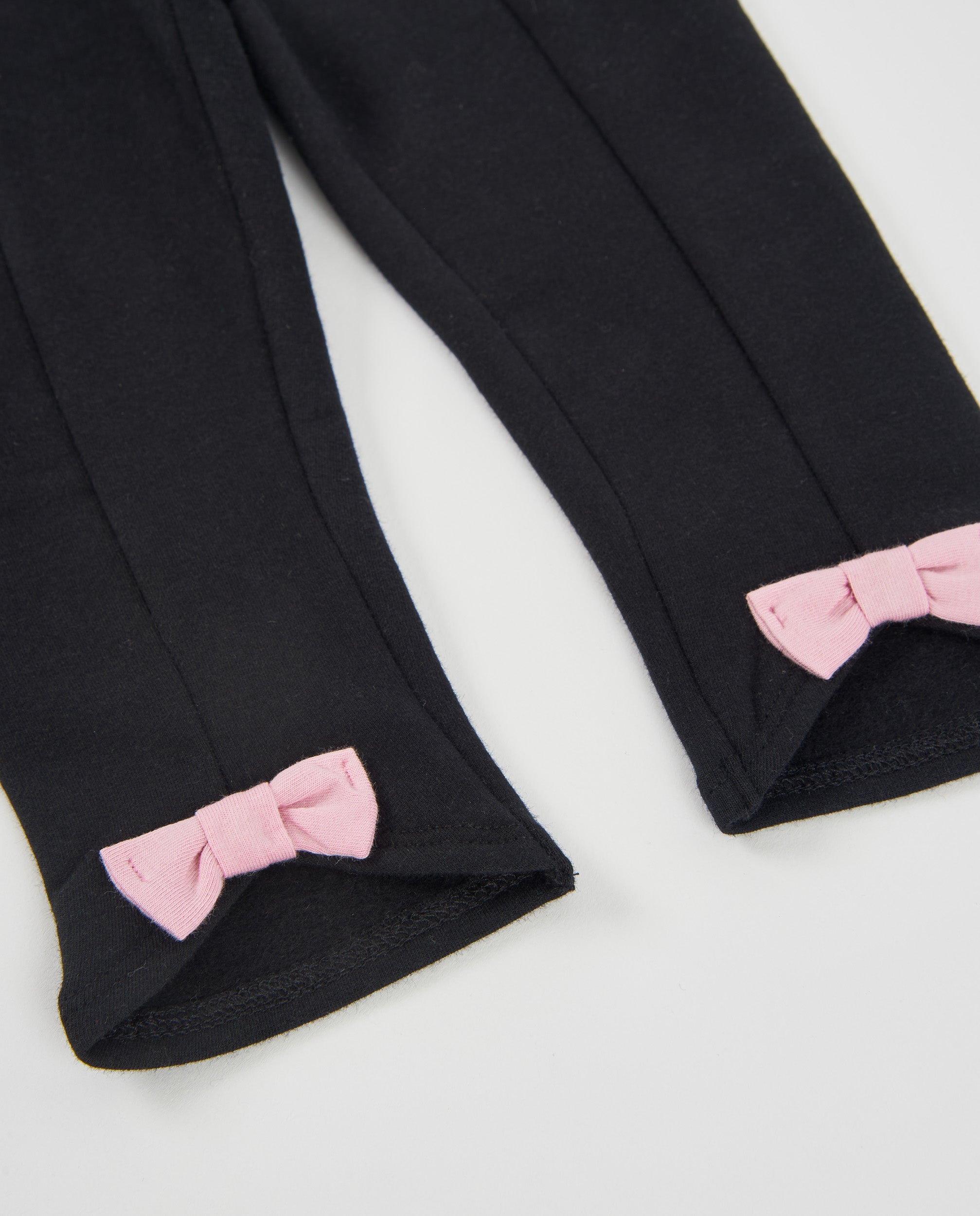 TucTuc Leggings felpa bambina fiocco elastico nero