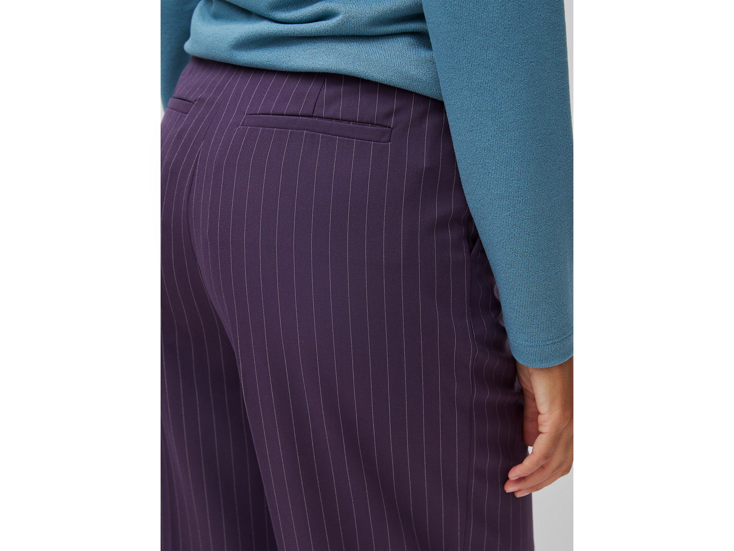 Benetton Trousers Pantaloni Larghi Gessati Viscosa
