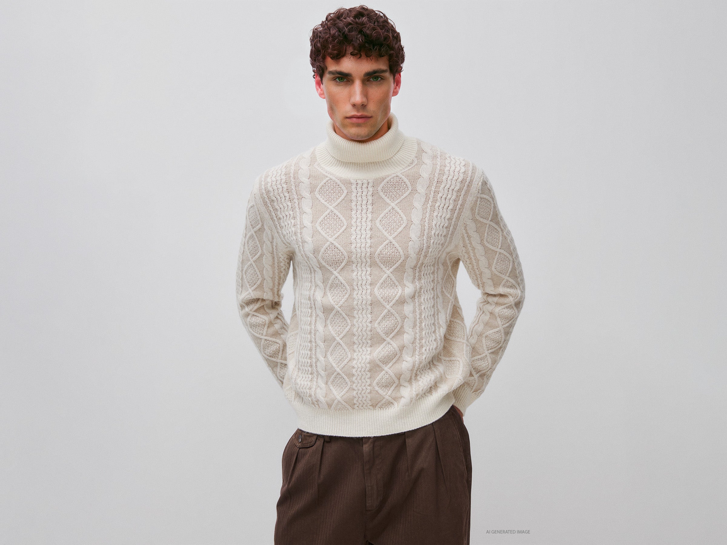 United Colors of Benetton maglione lana collo alto bicolore taglia M