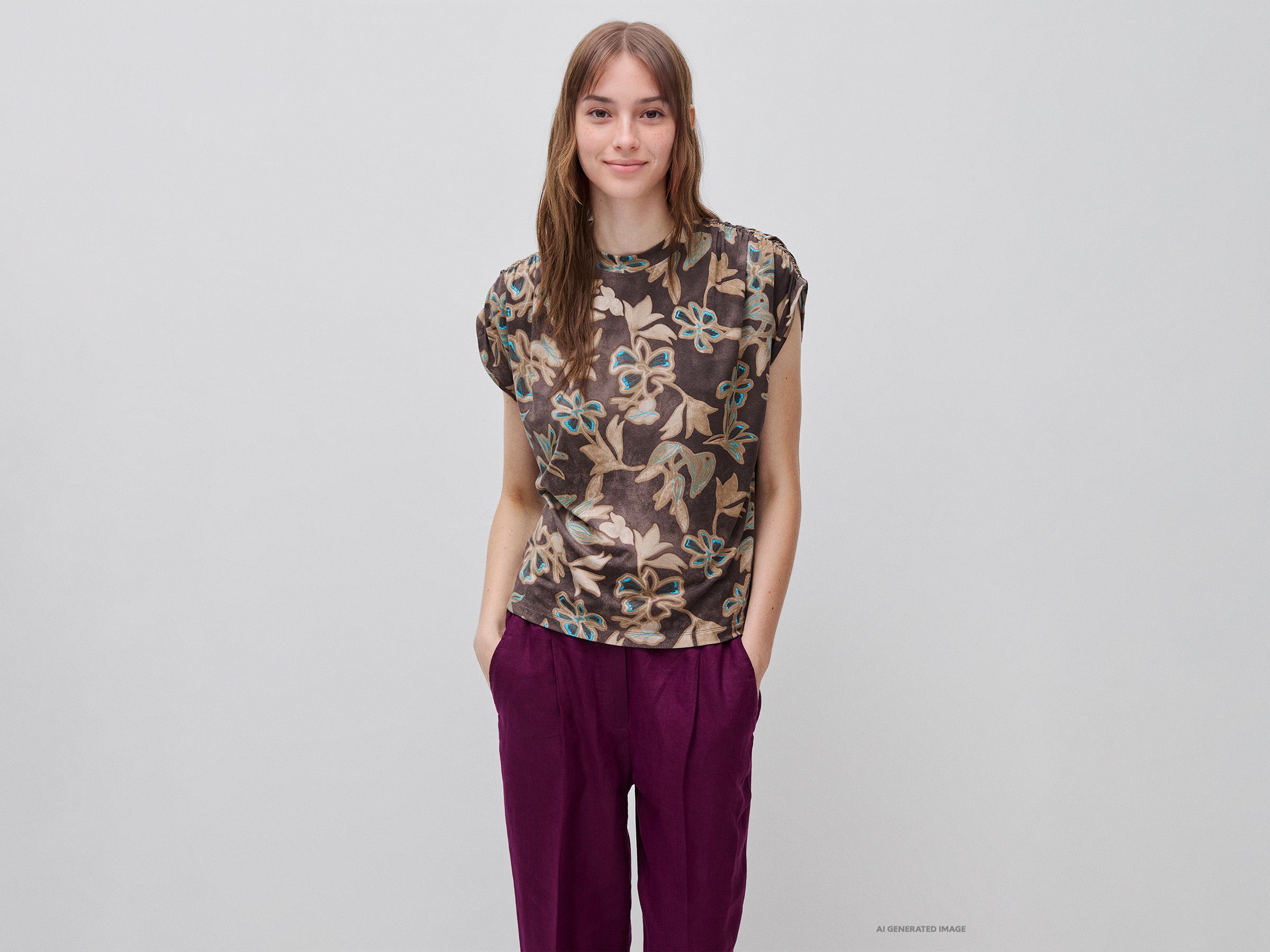 Benetton T-Shirts and Tops top fantasia floreale modal taglia S
