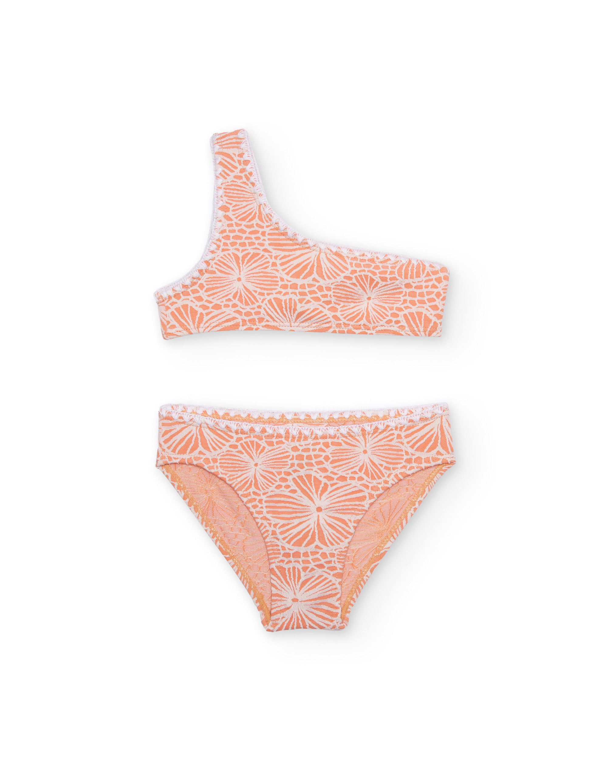 TucTuc Bikini Bambina Arancione Monospalla Stampa Floreale