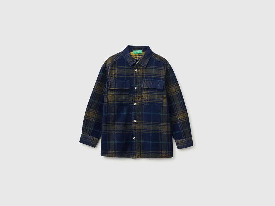United Colors of Benetton Camicia velluto tartan manica lunga